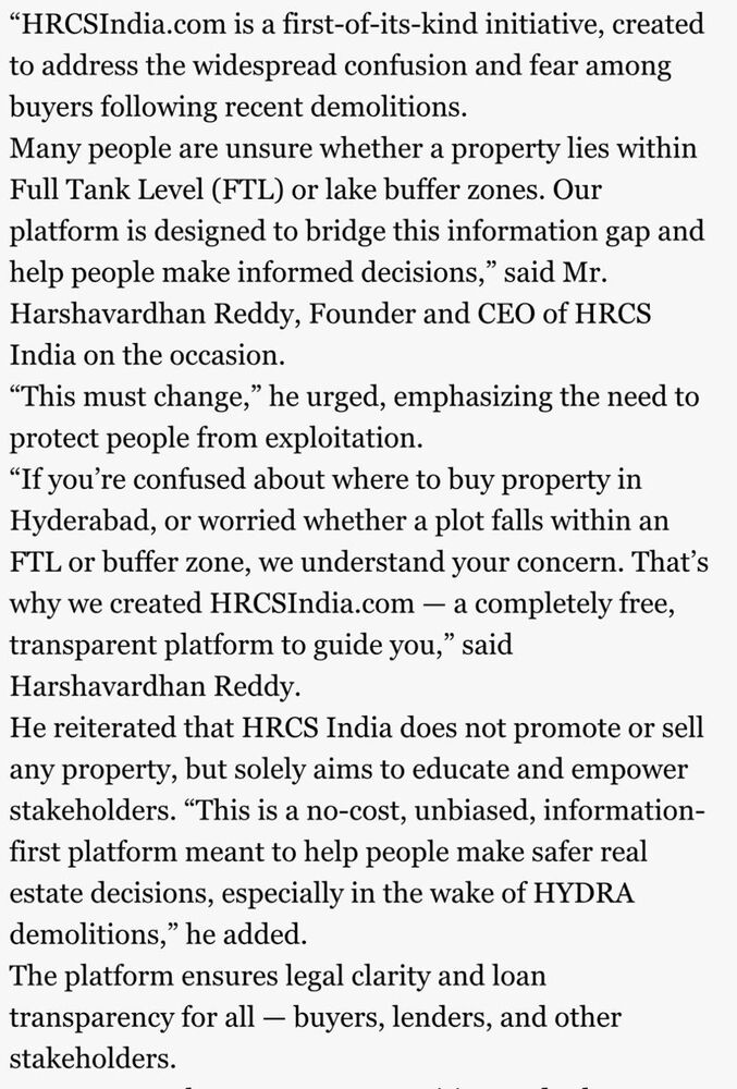 Harshavardhan Reddy on why HRCSIndia.com was created